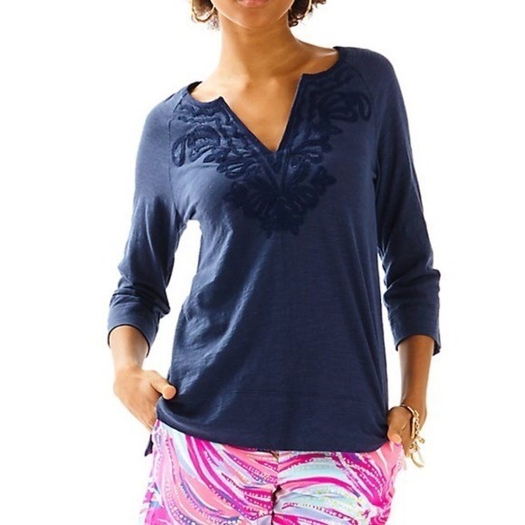 Lilly Pulitzer Tops - NWT Lilly Pulitzer Kira Top True Navy, Size XS